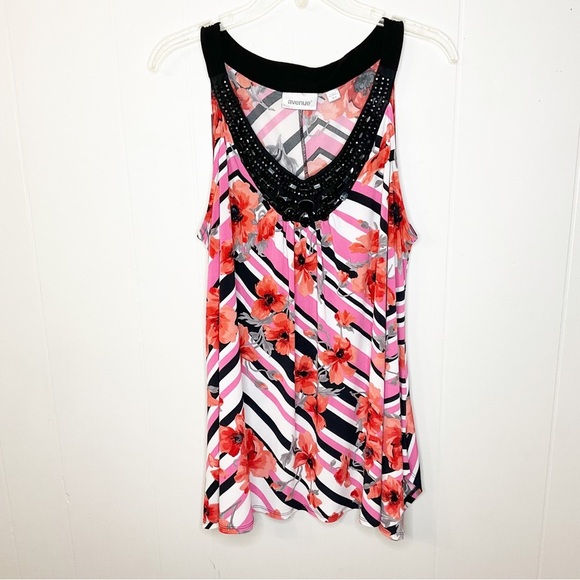 Avenue Plus Size 14/16 Tank Top Blouse Beaded Front - Picture 1 of 3